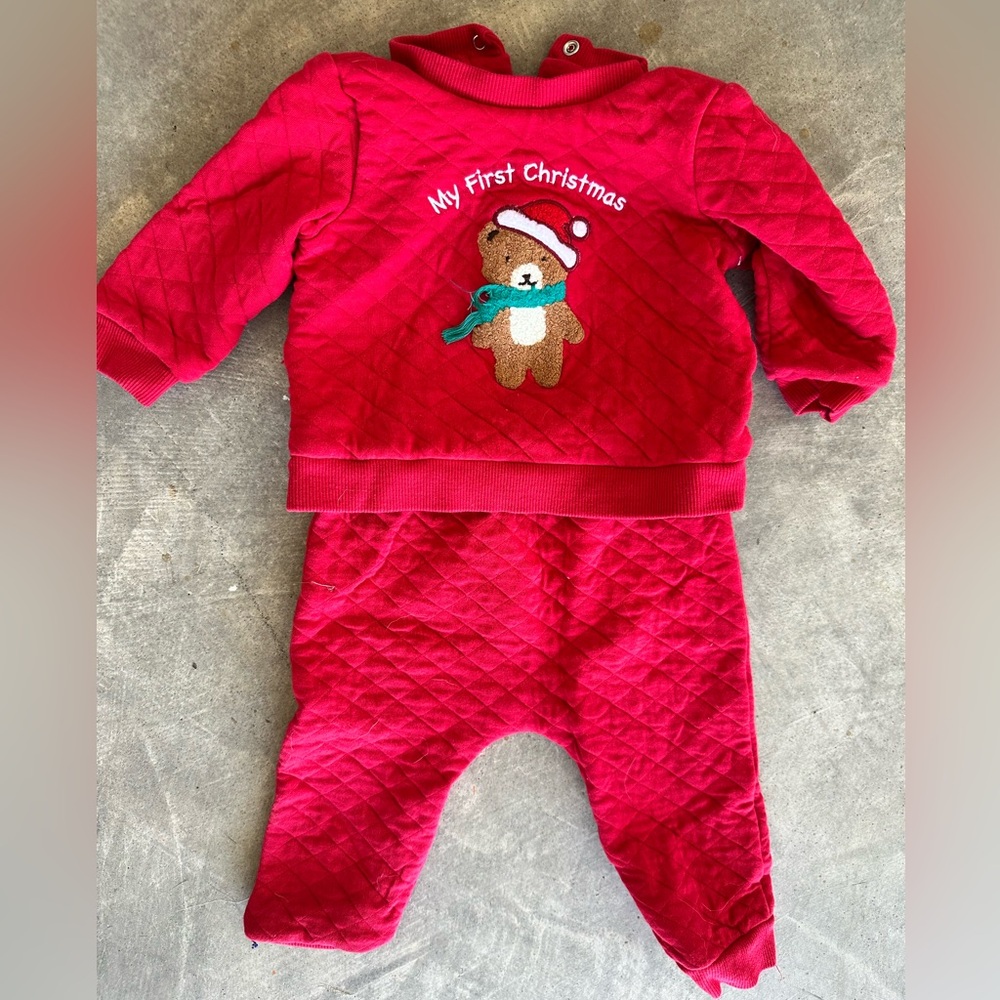 Red Quilted Baby Christmas Outfit